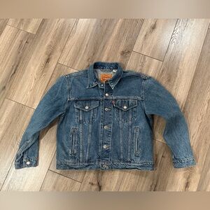 Levi’s WPL 423 Truckers jacket euc blue denim side pockets red tab Large